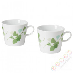 ⭐STILENLIG⭐чашка, узор в листьях белый/зеленый, 33 cl⭐ИКЕА-60483458