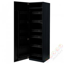 ⭐METOD⭐Высокий шкаф с wysuwaną spiżarką, черный/Lerhyttan черный морилка, 60x60x200 cm⭐ИКЕА-69472120