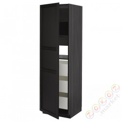 ⭐METOD / MAXIMERA⭐Высокий шкаф с ящики, черный/Lerhyttan черный морилка, 60x60x200 cm⭐ИКЕА-09353422