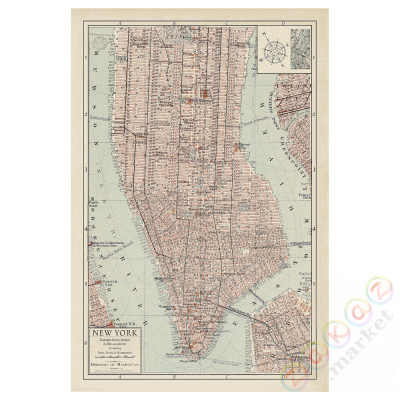 ⭐BILD⭐Плакат, Manhattan mapa II, 61x91 cm⭐ИКЕА-30441790