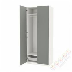 ⭐PAX / REINSVOLL⭐Гардероб, белый/серо-зеленый, 100x60x236 cm⭐ИКЕА-59480309