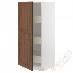 ⭐METOD / MAXIMERA⭐Высокий шкаф с ящики, белый Enköping/коричневый орех, 60x60x140 cm⭐ИКЕА-79475203