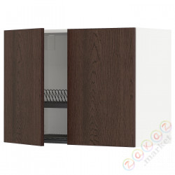 ⭐METOD⭐Навесной шкаф с крылом для сушки/2 дверь, белый/Sinarp коричневый, 80x60 cm⭐ИКЕА-69466727