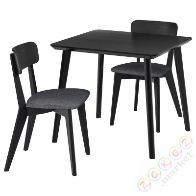 ⭐LISABO / LISABO⭐Таблица и 2 стулья, черный/Tallmyra черный/Серый, 88x78 cm⭐ИКЕА-89554921
