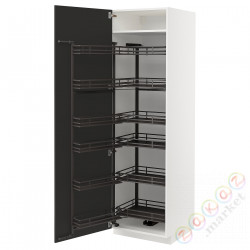 ⭐METOD⭐Высокий шкаф с wysuwaną spiżarką, белый/Nickebo матантрацит, 60x60x200 cm⭐ИКЕА-69498950