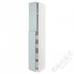 ⭐METOD / MAXIMERA⭐Шкаф, высота 2дверь/4лопата, белый/Kallarp jasnoсерый-синий, 40x60x240 cm⭐ИКЕА-19479176