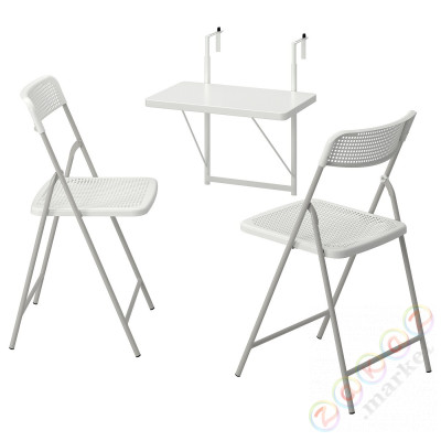 ⭐TORPARO⭐Садовый стол i 2 складные стулья, белый/белый/Серый, 50 cm⭐ИКЕА-59494863