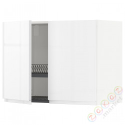 ⭐METOD⭐Навесной шкаф с крылом для сушки/2 дверь, белый/Блеск Voxtorp/белый, 80x60 cm⭐ИКЕА-99468051