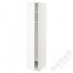 ⭐METOD⭐Высокий шкаф, полки/докторuciany, белый Enköping/белый имитация дерева, 40x60x200 cm⭐ИКЕА-49473516