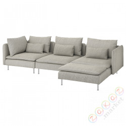 ⭐SODERHAMN⭐4-местный диван, с шезлонгом/Виарп бежевый/коричневый⭐ИКЕА-99305827