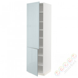 ⭐METOD⭐Высокий шкаф с полками/2Drz, белый/Kallarp jasnoсерый-синий, 60x60x220 cm⭐ИКЕА-59478759