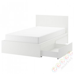 ⭐MALM⭐Каркас кровати с2 контейнеры, белый/Lönset, 120x200 cm⭐ИКЕА-49047746