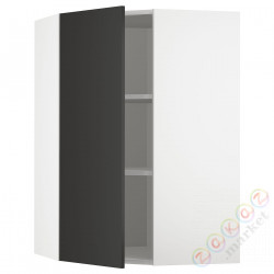 ⭐METOD⭐Навесной угловой шкаф с полками, белый/Nickebo матантрацит, 68x100 cm⭐ИКЕА-29498301