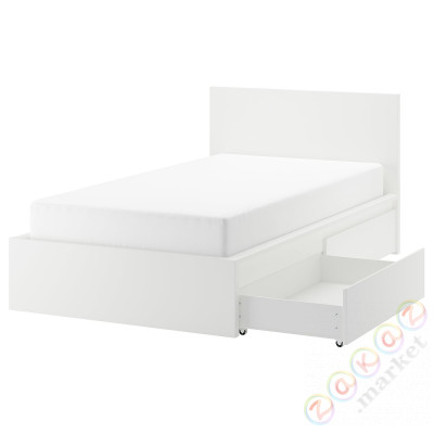 ⭐MALM⭐Каркас кровати с2 контейнеры, белый/Lönset, 120x200 cm⭐ИКЕА-49047746