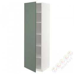 ⭐METOD⭐Высокий шкаф/полки, белый/Bodarp серо-зеленый, 60x60x200 cm⭐ИКЕА-79463771