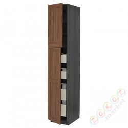 ⭐METOD / MAXIMERA⭐Шкаф, высота 2дверь/4лопата, черныйEnköping/коричневый орех, 40x60x220 cm⭐ИКЕА-89476443