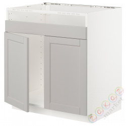 ⭐METOD⭐ХАВСЕН тумба под раковину 2com, белый/Lerhyttan светло-серый, 80x60 cm⭐ИКЕА-49454805