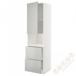 ⭐METOD / MAXIMERA⭐В шкафу для микрофона дверь/2 ящики, белый/Havstorp светло-серый, 60x60x220 cm⭐ИКЕА-79538564