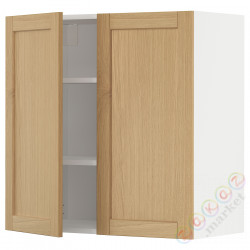 ⭐METOD⭐Навесной шкаф с полками/2 дверь, белый/Forsbacka дуб, 80x80 cm⭐ИКЕА-69509345