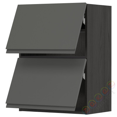 ⭐METOD⭐Горизонтальный шкаф 2 Drzв и открытое касание, черный/Voxtorpтемно-серый, 60x80 cm⭐ИКЕА-49393789
