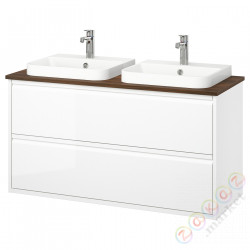 ⭐ANGSJON / BACKSJON⭐Sзаf umyw сящики/umyw/baterie, глянцевый белый/коричневый орех, 122x49x71 cm⭐ИКЕА-39514094