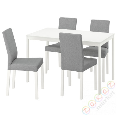 ⭐VANGSTA / KATTIL⭐Таблица и 4 стулья, белый/Knisa светло-серый, 120/180 cm⭐ИКЕА-69428764