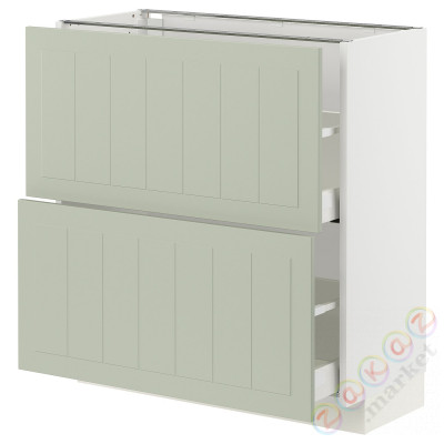⭐METOD / MAXIMERA⭐Напольный шкаф с 2 ящики, белый/Stensund светло-зеленый, 80x37 cm⭐ИКЕА-49487028