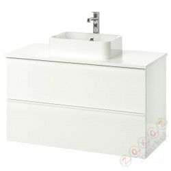 ⭐GODMORGON/TOLKEN / HORVIK⭐Шкаф со столешницей и мойкой 45х32 cm, глянцевый белый/белый Смеситель Brлюдоедund, 102x49x72 cm⭐ИКЕА-09309165