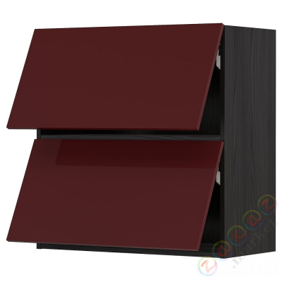 ⭐METOD⭐Горизонтальный шкаф 2 Drzв и открытое касание, черный калларп/темно-красно-коричневый блеск, 80x80 cm⭐ИКЕА-89393792
