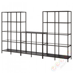 ⭐VITTSJO⭐Книжный шкаф, Черно-коричневый/стакан, 300x36x175 cm⭐ИКЕА-49294548