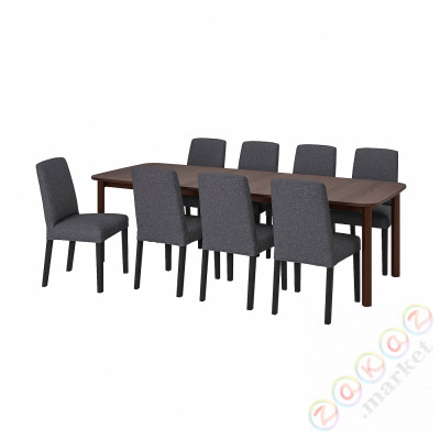 ⭐STRANDTORP / BERGMUND⭐Таблица и 8 стулья, коричневый/Gunnared в среднем Серый, 150/205/260 cm⭐ИКЕА-09441061