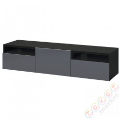 ⭐BESTA⭐Тумба под ТВ с ящики i дверь, Черно-коричневый/Риксвикен efekt szczotkowанеj ciemnej cyny, 180x42x39 cm⭐ИКЕА-79435896