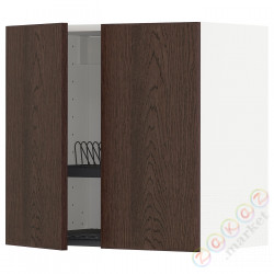 ⭐METOD⭐Навесной шкаф с крылом для сушки/2 дверь, белый/Sinarp коричневый, 60x60 cm⭐ИКЕА-49470080