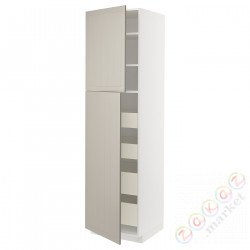 ⭐METOD / MAXIMERA⭐Шкаф, высота 2дверь/4лопата, белый/Stensund бежевый, 60x60x220 cm⭐ИКЕА-89464572