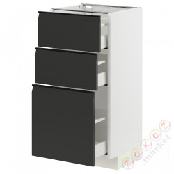 ⭐METOD / MAXIMERA⭐Напольный шкаф с 3 ящики, белый/Upplöv матантрацит, 40x37 cm⭐ИКЕА-49493227