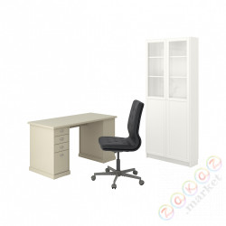 ⭐VEBJORN/MULLFJALLET / BILLY/OXBERG⭐Комбинация офисыko/Тишеfka, i cesło obrotowe бежевый/серо-белый⭐ИКЕА-09436366