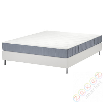 ⭐LYNGOR⭐Континентальная кровать, Vesteröy средняя твердость/jasnoсиний белый, 160x200 cm⭐ИКЕА-49553382