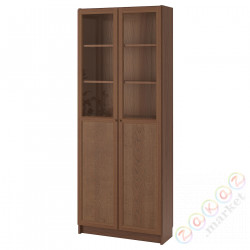 ⭐BILLY⭐Книжная полка пара Drzв панелях/стаканan, коричневый/ясеневый шпон, 80x30x202 cm⭐ИКЕА-19281769