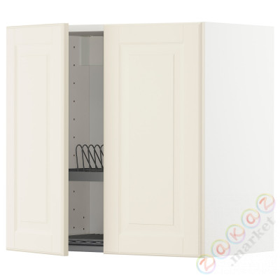 ⭐METOD⭐Навесной шкаф с крылом для сушки/2 дверь, белый/Bodbyn сливочный, 60x60 cm⭐ИКЕА-69454263