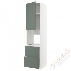 ⭐METOD / MAXIMERA⭐Шшш!/Drz/2шу, белый/Bodarp серо-зеленый, 60x60x240 cm⭐ИКЕА-79463276