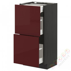 ⭐METOD / MAXIMERA⭐Sсstj 2fr/3шу, черный калларп/темно-красно-коричневый блеск, 40x37 cm⭐ИКЕА-39328049