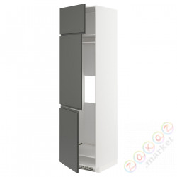 ⭐METOD⭐Ледяной шкаф высокий/замораживание/3Drz, белый/Voxtorpтемно-серый, 60x60x220 cm⭐ИКЕА-09456255