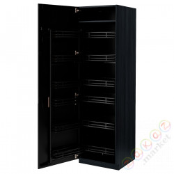 ⭐METOD⭐Высокий шкаф с wysuwaną spiżarką, черный/Lerhyttan черный морилка, 60x60x200 cm⭐ИКЕА-99472128