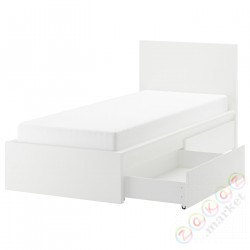 ⭐MALM⭐Каркас кровати с2 контейнеры, белый/Lindbåden, 90x200 cm⭐ИКЕА-39495000