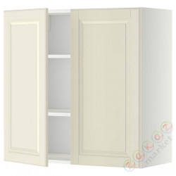 ⭐METOD⭐Навесной шкаф с полками/2 дверь, белый/Bodbyn сливочный, 80x80 cm⭐ИКЕА-69467741