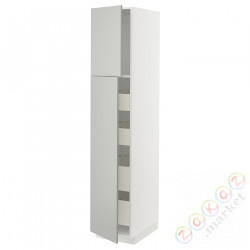 ⭐METOD / MAXIMERA⭐Шкаф, высота 2дверь/4лопата, белый/Havstorp светло-серый, 40x60x200 cm⭐ИКЕА-59538032