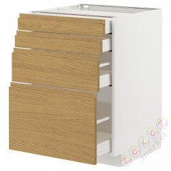 ⭐METOD / MAXIMERA⭐Sза st 4fr/4шу, белый/Voxtorpподражание. дуб, 60x60 cm⭐ИКЕА-29539071