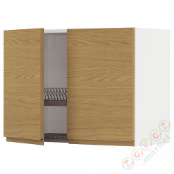 ⭐METOD⭐Навесной шкаф с крылом для сушки/2 дверь, белый/Voxtorpподражание. дуб, 80x60 cm⭐ИКЕА-69538932