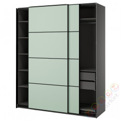 ⭐PAX / MEHAMN⭐Шкаф с раздвижными дверьми дверь, темно-серый/2str светло-зеленый, 200x66x236 cm⭐ИКЕА-19551756