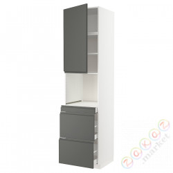 ⭐METOD / MAXIMERA⭐Обувь для микрокомбо дверь/3шу, белый/Voxtorpтемно-серый, 60x60x240 cm⭐ИКЕА-09467287